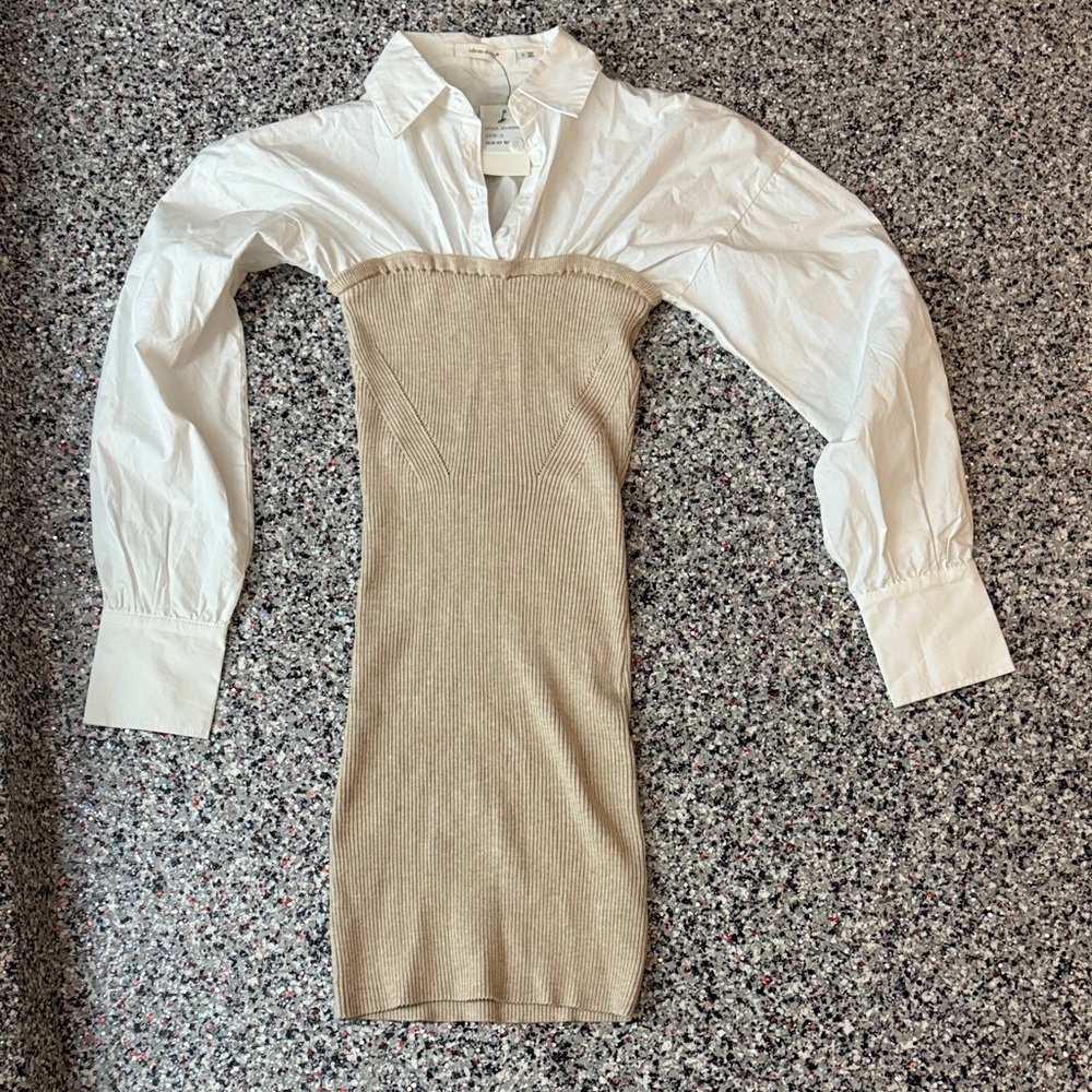 Idem Ditto Bodycon Stylish White and Tan Dress